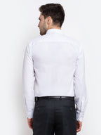 Jainish Men's Button Down Collar Cotton Formal Shirt - White | Grocsy