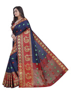 Vamika Banarasi Cotton Silk Navy Blue Weaving Saree | Grocsy