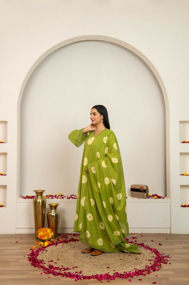Joban Fashion Green Tie & Dye Cotton Suit Set | Grocsy