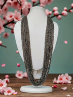 Inhanns Rangsaaz 20-Layer Luxe Long Beaded Only Necklace - Silver Only Necklace | Grocsy