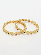 NVR Women Set of 2 Gold Plated Artificial Stone Bangle | Grocsy