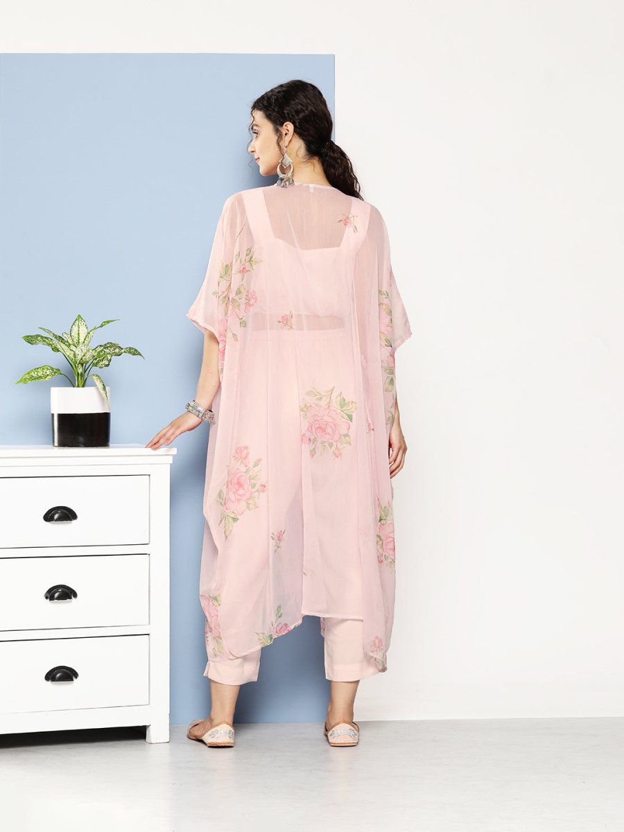 Ahalyaa Women Solid Crepe Co-Ords With Shrug | Grocsy