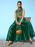 Ahalyaa Women Green & Gold-Toned Printed Co-ords | Grocsy