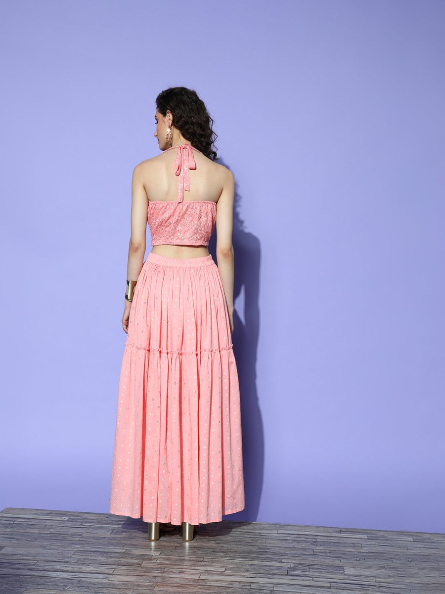 Ahalyaa Embellished Top with Skirt | Grocsy