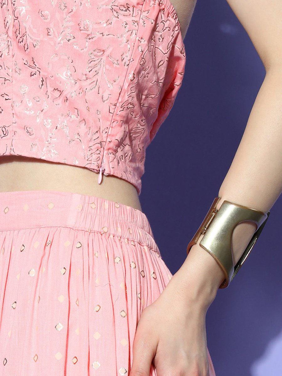 Ahalyaa Embellished Top with Skirt | Grocsy