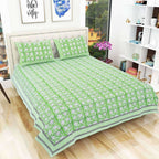 Hand Block Printed Jaipuri Double 90x108 Inches Bedsheet/Bedspread with 2 Pillow Covers | Grocsy