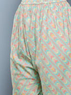 Ahalyaa Women Blue Floral Printed Gotta Patti Kurta with Churidar | Grocsy