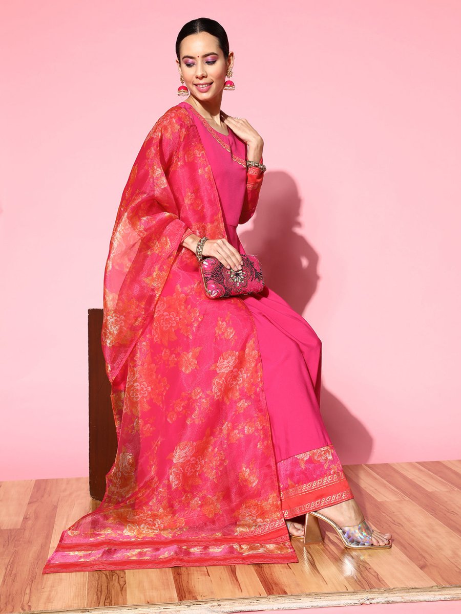 Ahalyaa Ethnic Motifs Crepe Ethnic Maxi Dress | Grocsy