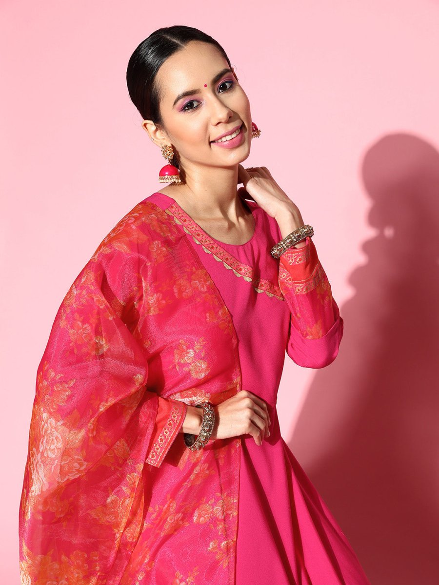 Ahalyaa Ethnic Motifs Crepe Ethnic Maxi Dress | Grocsy