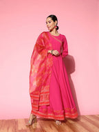 Ahalyaa Ethnic Motifs Crepe Ethnic Maxi Dress | Grocsy