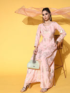 Ahalyaa Pink Empire Gotta Patti Ethnic Dress With Dupatta | Grocsy