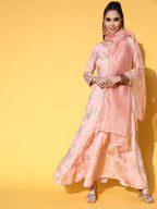 Ahalyaa Pink Empire Gotta Patti Ethnic Dress With Dupatta | Grocsy