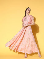 Ahalyaa Floral Printed Maxi Ethnic Dress | Grocsy