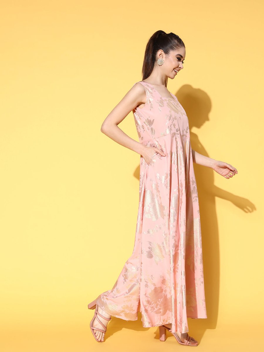 Ahalyaa Floral Printed Maxi Ethnic Dress | Grocsy