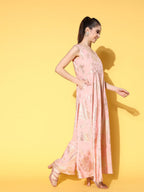 Ahalyaa Floral Printed Maxi Ethnic Dress | Grocsy