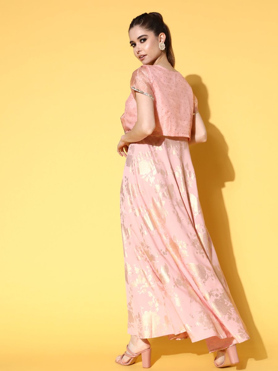 Ahalyaa Floral Printed Maxi Ethnic Dress | Grocsy