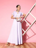 Ahalyaa Floral Ethnic Maxi Dress with Jacket | Grocsy