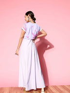 Ahalyaa Floral Ethnic Maxi Dress with Jacket | Grocsy