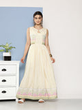 Ahalyaa Women Checked Maxi Ethnic Dress | Grocsy