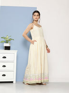 Ahalyaa Women Checked Maxi Ethnic Dress | Grocsy