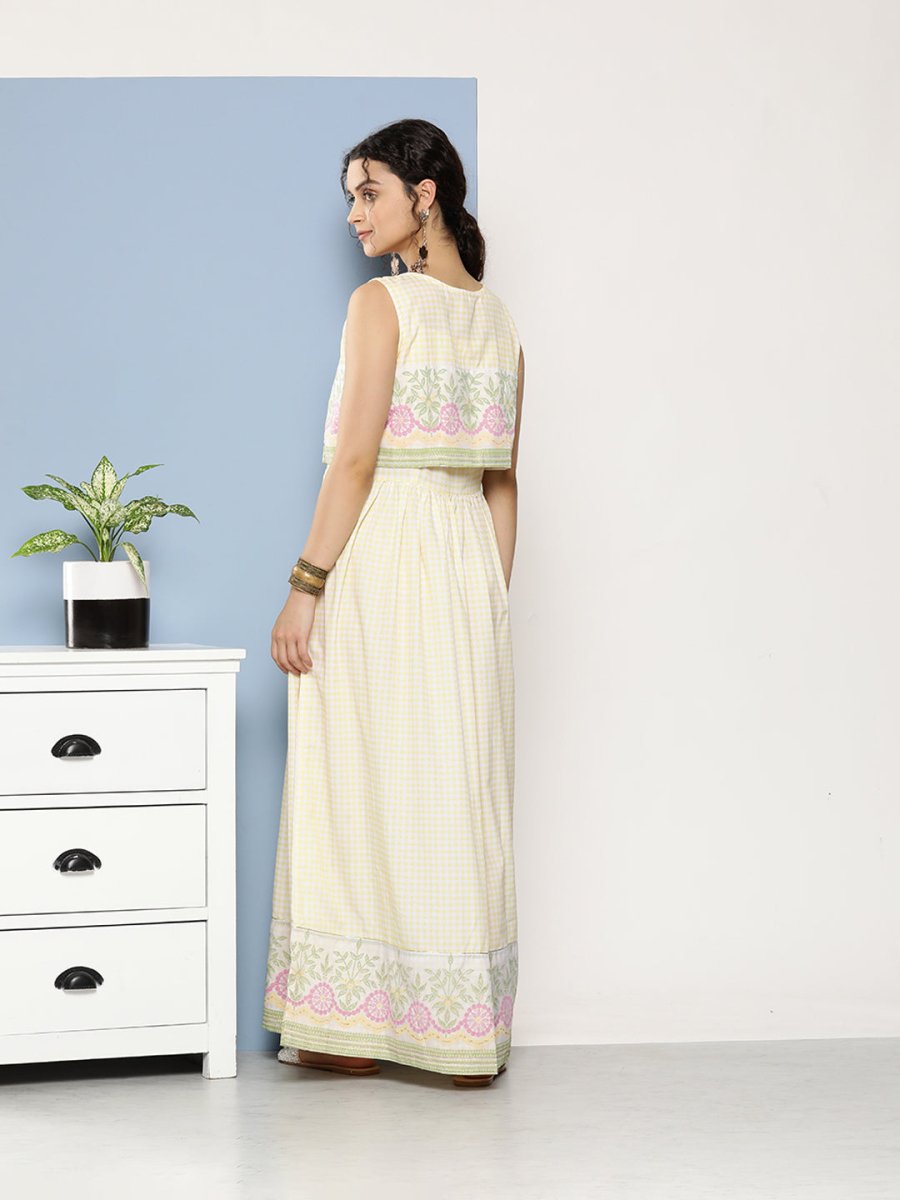 Ahalyaa Women Checked Maxi Ethnic Dress | Grocsy