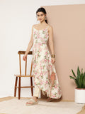 Ahalyaa Women Floral Printed Empire Gotta Patti Kurta With Trousers | Grocsy