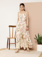 Ahalyaa Women Floral Printed Empire Gotta Patti Kurta With Trousers | Grocsy