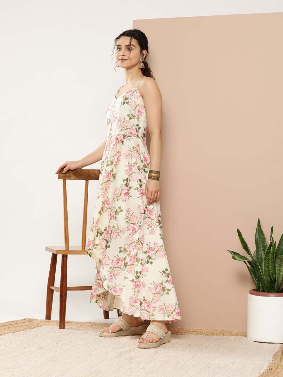Ahalyaa Women Floral Printed Empire Gotta Patti Kurta With Trousers | Grocsy