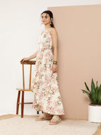 Ahalyaa Women Floral Printed Empire Gotta Patti Kurta With Trousers | Grocsy