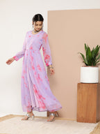 Ahalyaa Women Abstract Printed Gown Ethnic Dress | Grocsy