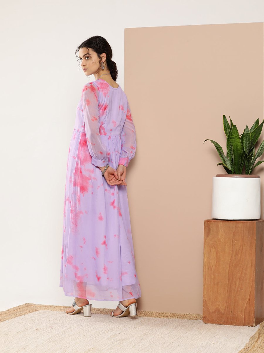 Ahalyaa Women Abstract Printed Gown Ethnic Dress | Grocsy