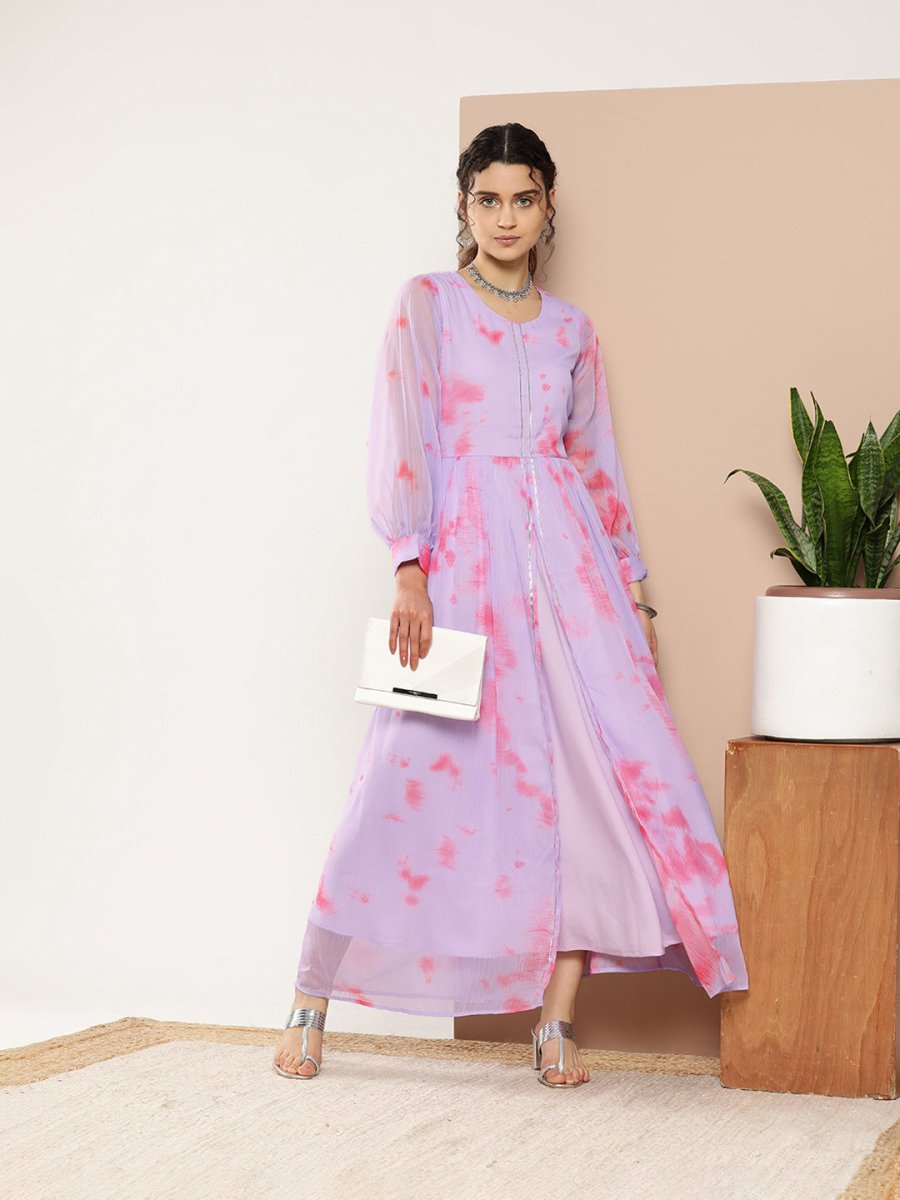 Ahalyaa Women Abstract Printed Gown Ethnic Dress | Grocsy