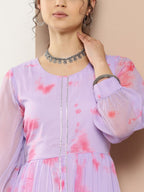 Ahalyaa Women Abstract Printed Gown Ethnic Dress | Grocsy