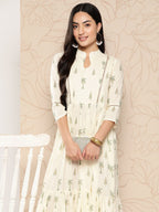Ahalyaa Tropical Printed Gathered Empire Ethnic Dress | Grocsy