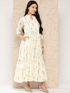 Ahalyaa Tropical Printed Gathered Empire Ethnic Dress | Grocsy