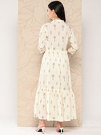 Ahalyaa Tropical Printed Gathered Empire Ethnic Dress | Grocsy