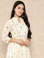 Ahalyaa Tropical Printed Gathered Empire Ethnic Dress | Grocsy