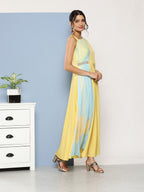 Ahalyaa Women Colourblocked Maxi Ethnic Dress | Grocsy