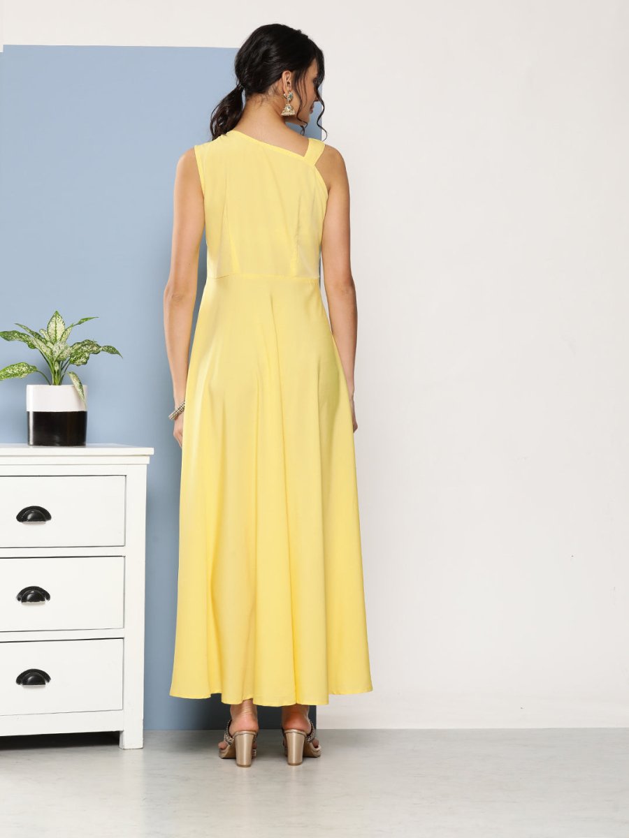 Ahalyaa Women Colourblocked Maxi Ethnic Dress | Grocsy
