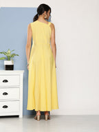 Ahalyaa Women Colourblocked Maxi Ethnic Dress | Grocsy