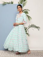 Ahalyaa Women Printed Tie-Ups Maxi Ethnic Dress | Grocsy