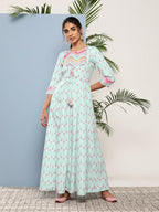 Ahalyaa Women Printed Tie-Ups Maxi Ethnic Dress | Grocsy