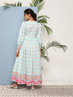 Ahalyaa Women Printed Tie-Ups Maxi Ethnic Dress | Grocsy