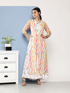 Ahalyaa Women Printed Layered Maxi Ethnic Dress | Grocsy
