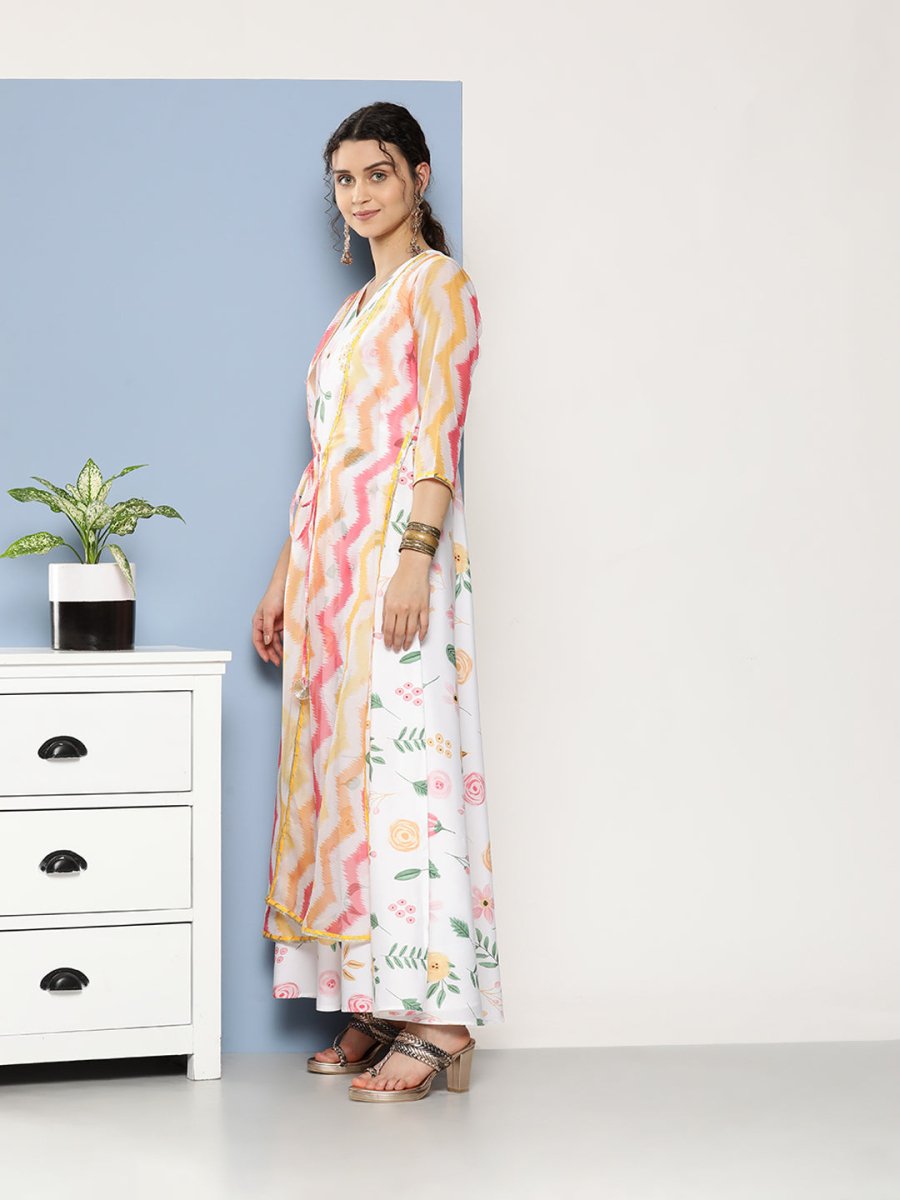 Ahalyaa Women Printed Layered Maxi Ethnic Dress | Grocsy