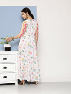 Ahalyaa Women Printed Layered Maxi Ethnic Dress | Grocsy