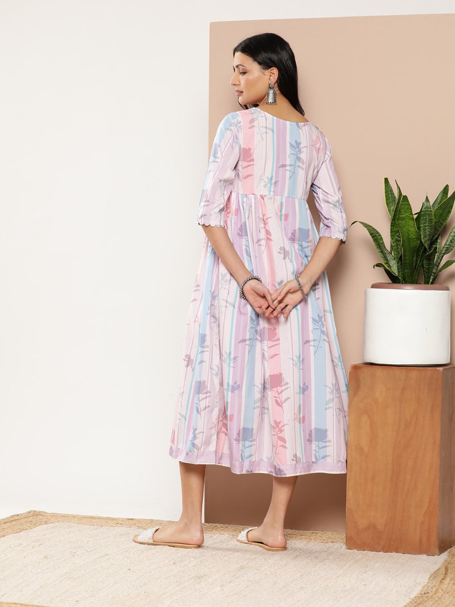 Ahalyaa Women Floral Printed Maxi Ethnic Dress | Grocsy