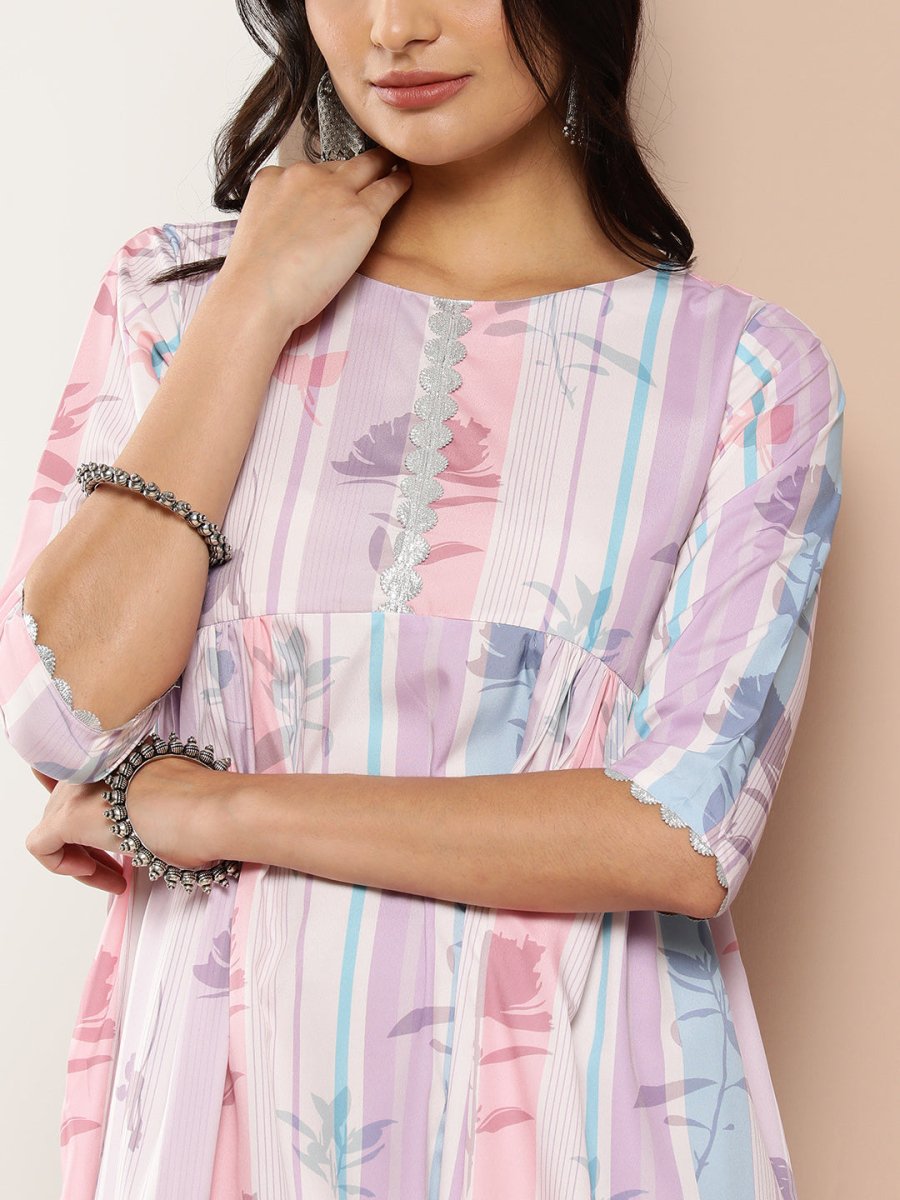 Ahalyaa Women Floral Printed Maxi Ethnic Dress | Grocsy