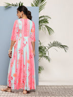 Ahalyaa Women Printed Layered Maxi Ethnic Dress | Grocsy