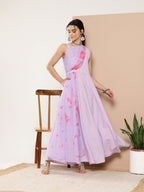 Ahalyaa Women Printed Layered Maxi Ethnic Dress | Grocsy